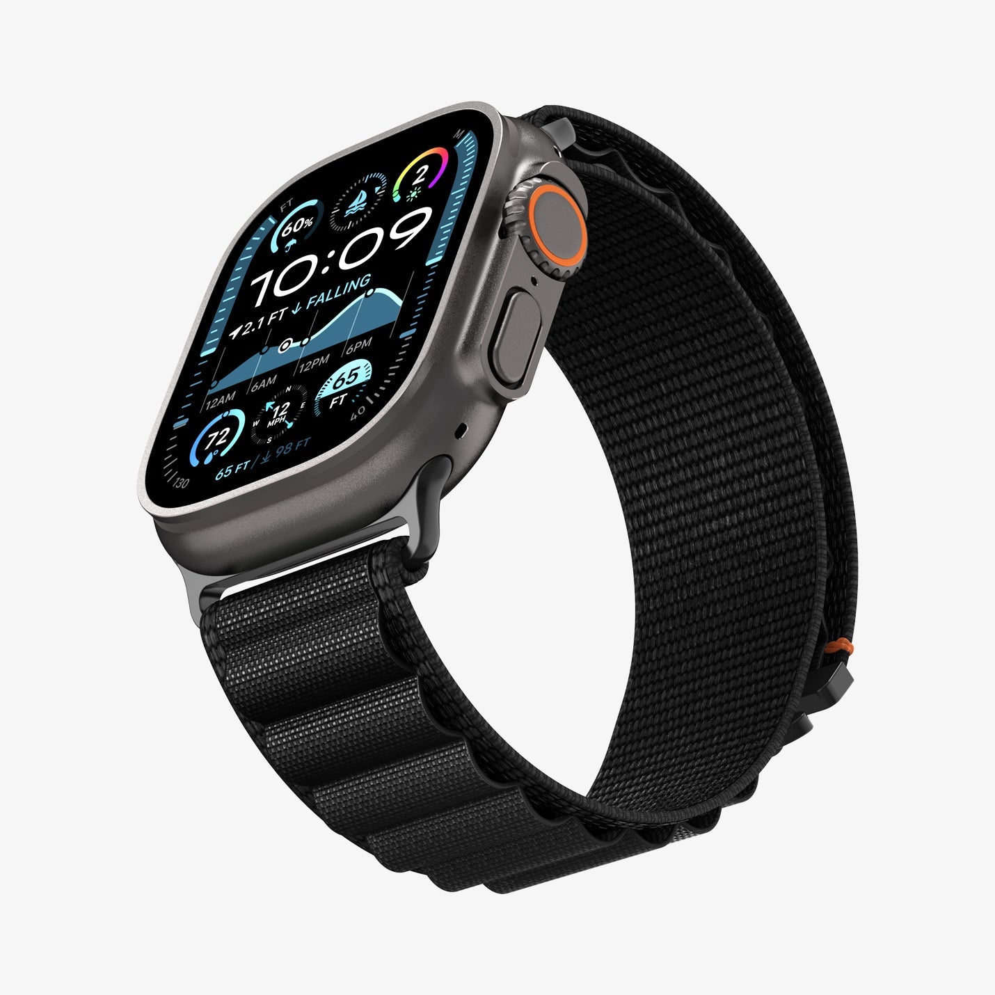 AMP10144 - Apple Watch Ultra (49mm) WBF1 in Black showing the partial front, side and strap