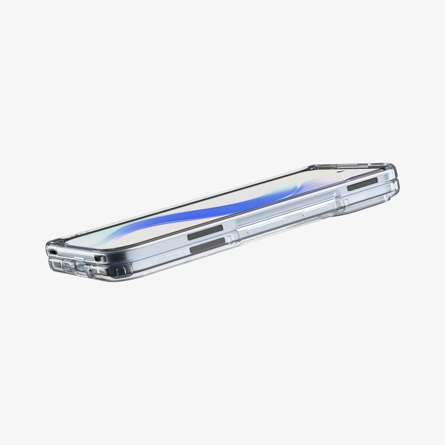 ACS09742 - Pixel 10 Pro Fold Case Ultra Hybrid Metal Ring (MagFit) in crystal clear showing the side and partial front