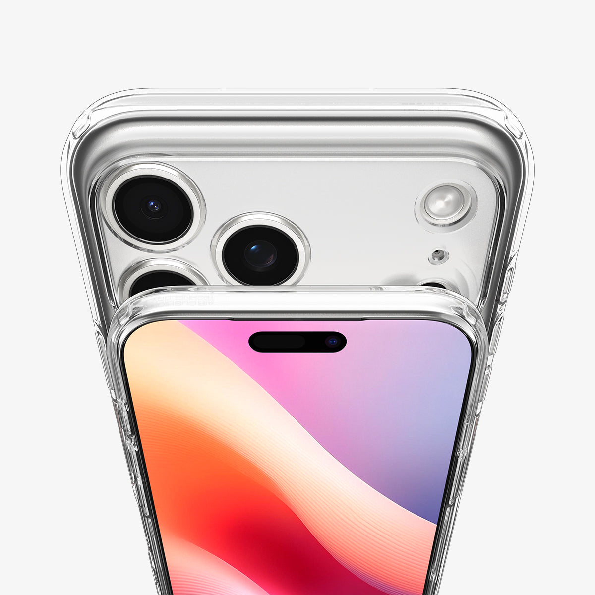 ACS10041 - iPhone 17 Pro Max Case Ultra Hybrid Zero One (MagFit) in Zero One Natural Titanium showing the half front and partial back focusing on camera lens