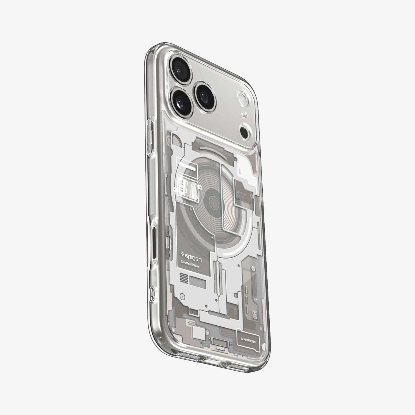 ACS10041 - iPhone 17 Pro Max Case Ultra Hybrid Zero One (MagFit) in Zero One Natural Titanium showing the back and side