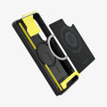 ACS08951 - Galaxy S25 Ultra Case Rugged Armor (MagFit) in Matte Black showing the inner layer detached hovering above the detached magring and the case