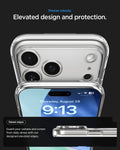 ACS10041 - iPhone 17 Pro Max Case Ultra Hybrid Zero One (MagFit) in Zero One Natural Titanium showing precise cutouts. Elevated design and protection. Raised edges guard your camera and screen from daily drops with our designed elevated edges.