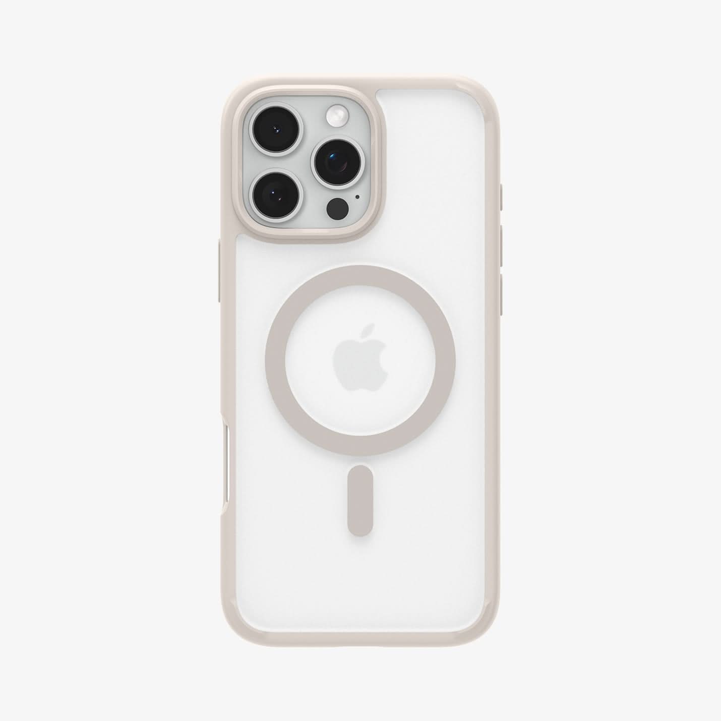 ACS08138 - iPhone 16 Pro Case Ultra Hybrid (MagFit) in Frost Natural Titanium showing the back