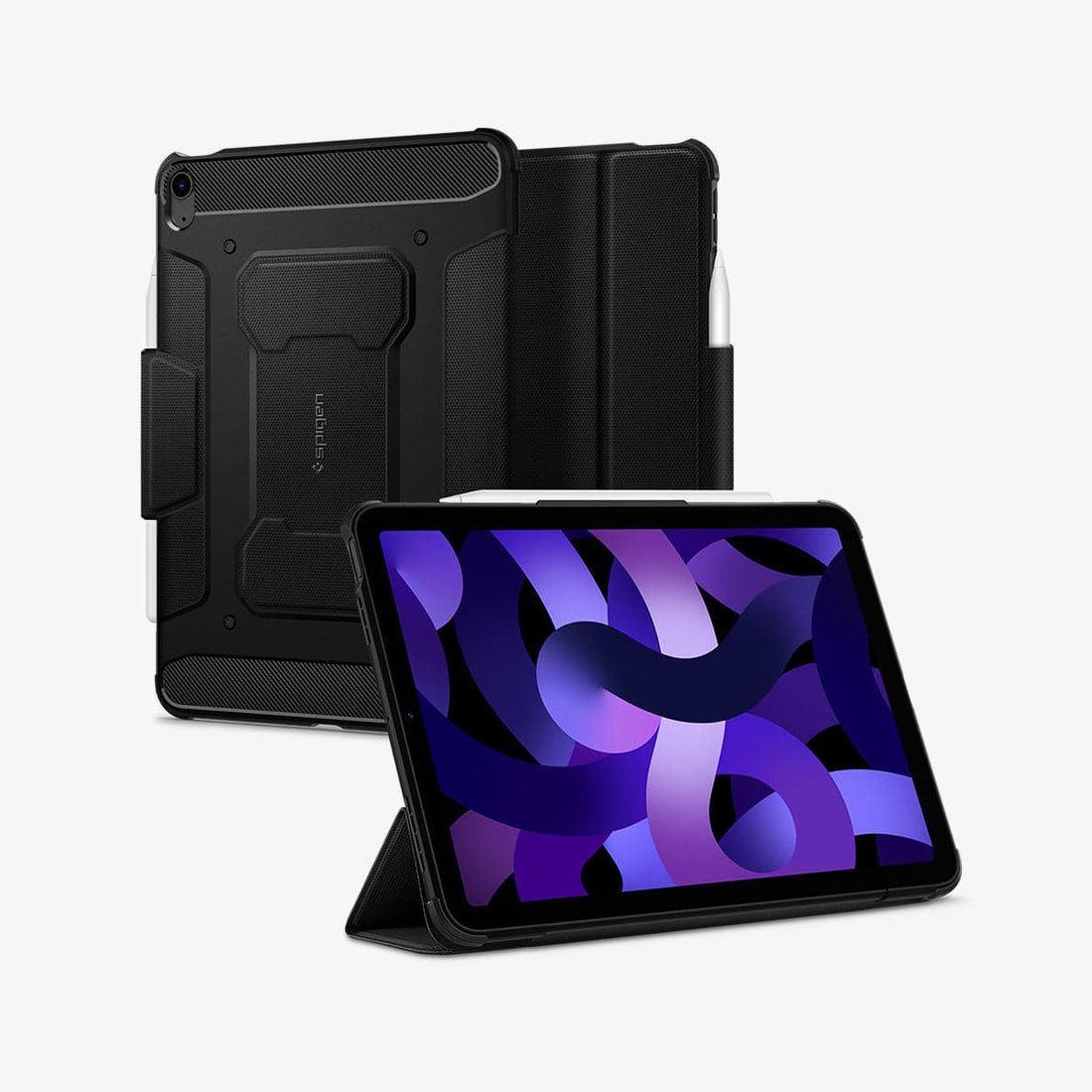 ACS07669 - iPad Air 12.9-inch Case Rugged Armor Pro in Black showing the the back