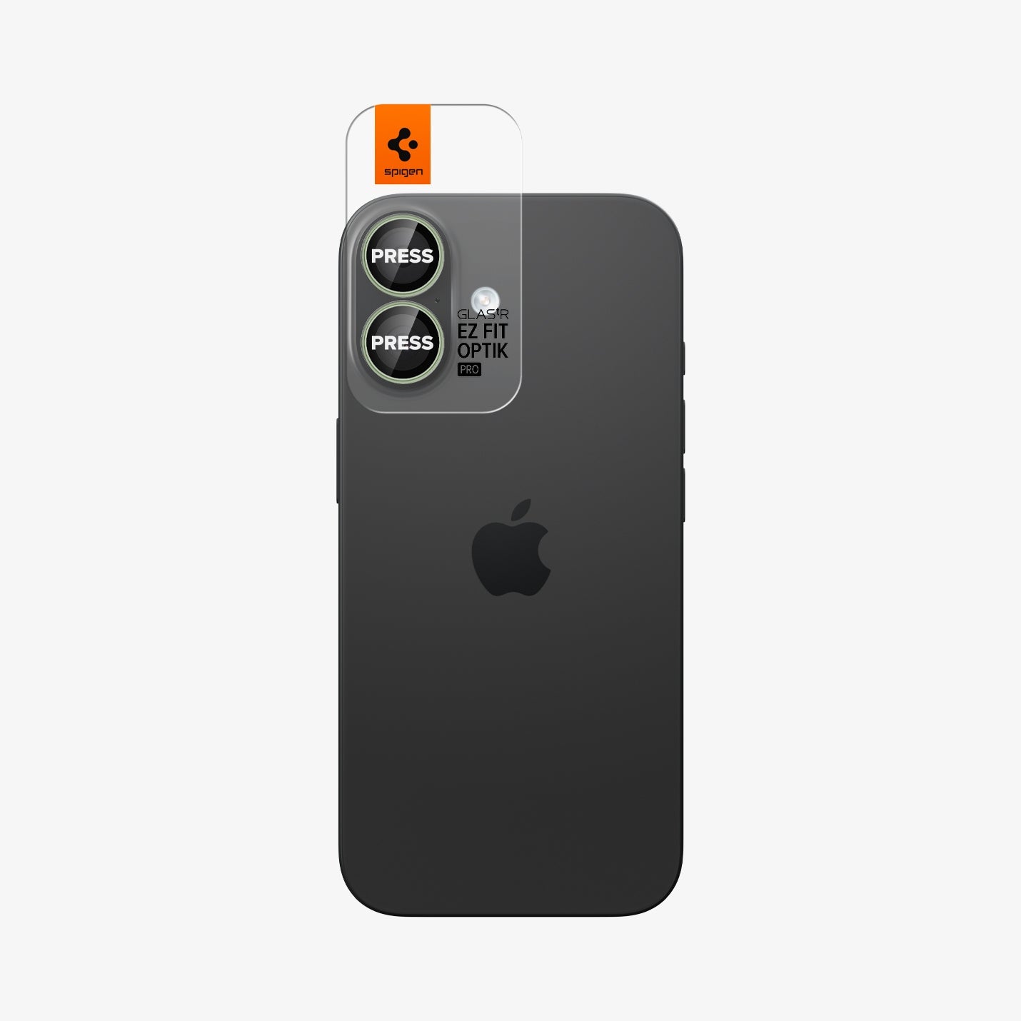 AGL10128 - iPhone 17 Optik Pro EZ Fit Lens Protector in green showing the back with ez fit tray installed on lens