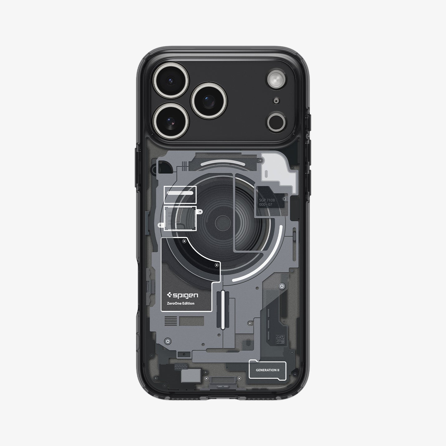 ACS10073 - iPhone 17 Pro Case Ultra Hybrid Zero One (MagFit) in Zero One Black showing the back