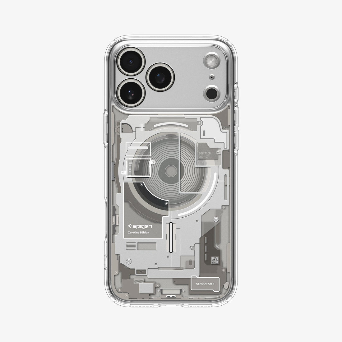 ACS10041 - iPhone 17 Pro Max Case Ultra Hybrid Zero One (MagFit) in Zero One Natural Titanium showing the back